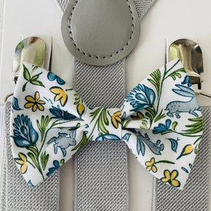 Easter Bow Tie, Boys Gray Suspenders,  Boy Easter Suspenders, Boys Easter Bow Tie, Bunny Bow Tie, Men BowTie, Boys Bow Tie, Girls Easter Bow