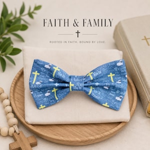 Light Blue Cross Bow Tie for Boys Easter Baptism Baby Toddler Christian