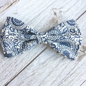 Rustic Blue Bow Tie Navy Cream Bow Tie Slate Blue Toddler Bow Tie Blue White Boys Easter Bow Tie Pocket Square Dark Blue Off White Bowti