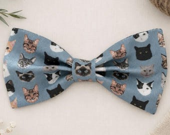 Blue Cat Bow Tie | Handmade Pet Lover Accessory for Men & Boys