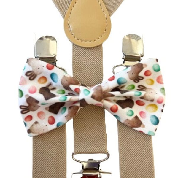 Bunny Easter Bow Tie Boys Candy Bunny Bow Tie Toddler Easter Bow Tie Easter Suspenders Infant Easter Bow Tie Suspenders Adult Toddler Bowtie