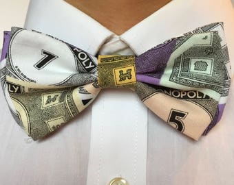 Monopoly Bow Tie Board Game Monopoly Wedding Bowtie Money Bow Tie Monopoly Game Tie Dollar Bill Bow Tie Money Pocket Square Board Game Bow