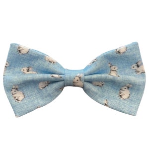 Light Blue Bunny Bow Tie Vintage Look Easter Bow Tie Boys Easter Bow Tie Rabbit Blue Bow Tie Toddler Infant Kids Blue White Rabbit Bowtie