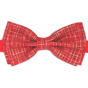 festive redgold plaid bow tie Men/'s Bow Tie men/'s Xmas gift red plaid Christmas bow tie redgold holiday bow tie New Years Eve bow tie