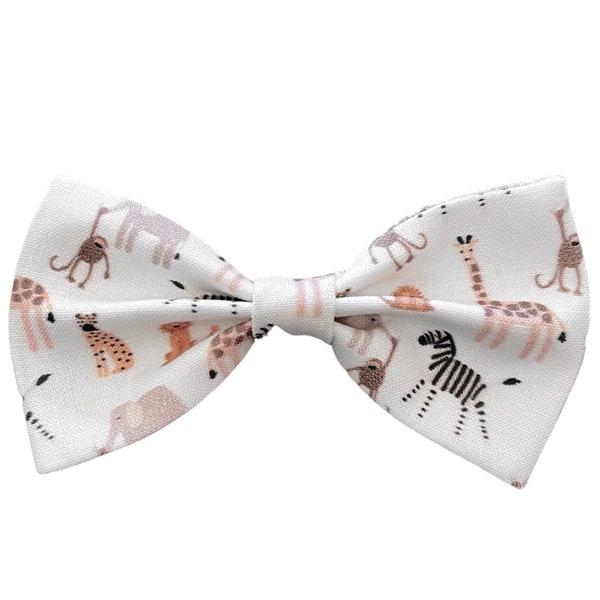 Safari Bow Tie Boys Zoo Bow Tie Zoo Bow Tie Zebra Bow Tie Zoo Animals Bow Tie First Birthday Toddler BowTie Wild Animal Bow Tie Lion Giraffe