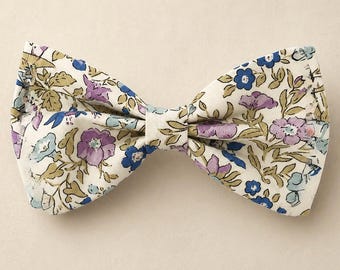 Liberty Floral Bow Tie Cream Purple Blue Men Boys Wedding Spring Garden Party