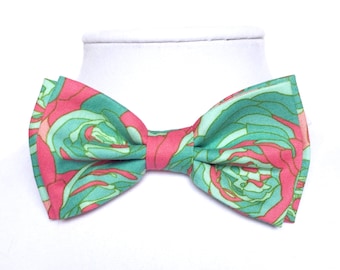 Kentucky Derby Bow Tie Pink Green Bow Tie Neon Pink Green  Seafoam Pink Bow Boys Bow Tie Pink Green Flower Bow Tie Easter Bow Tie Bright Bow