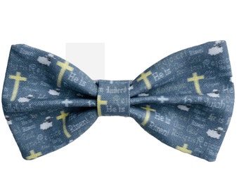 Blue Easter Bow Tie Infant Baptism Bow Tie Cross Bow Tie Boys First Communion Toddler Bowtie Boys Bow Tie Mens Christian Bow Tie God Bow Tie