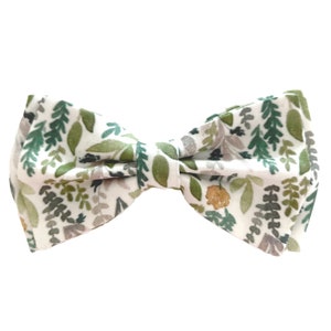 Botanical Bow Tie Sage Green Bow Tie Leaf Bow Tie Green White Bow Tie, Boys Bow Tie Men Bowtie Kids Bow Tie Toddler Bow Tie Olive Bowtie