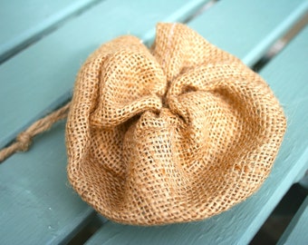 Plastic free hessian shower pouf - washable and biodegradable - eco friendly exfoliation - large or small
