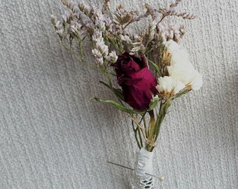 Three Dried flowers wedding boutonniere. The Buttonhole Remain as a souvenir from the wedding for years.. You can ask for a certain color