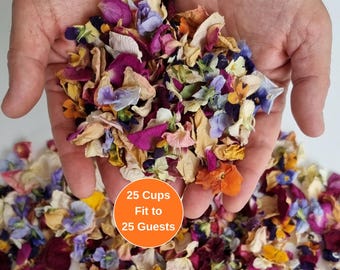 25 vasos = 5 litros. ¡El mejor precio! Confeti biodegradable para bodas: pétalos de rosa y pensamientos secos. ¡Sin cargos adicionales para clientes de EE. UU.!