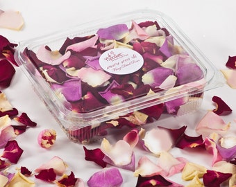 10 Cups = 2 liters Wedding Confetti. Biodegradable Freeze-Dried Rose Petals -Fuchsia, Pink, Purple, Ivory. NO extra fees for U.S. customers!