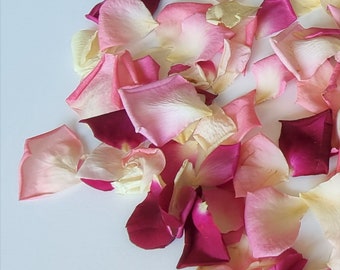Freeze-Dried Rose Petals. 5 cups of NATURAL rose petals. Color: Mixed of lovely pinks petals.