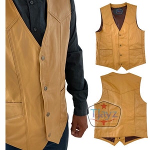 TJAYZ Hand-cut Soft Vegetable Tanned Leather Vest With Interior Pocket ...