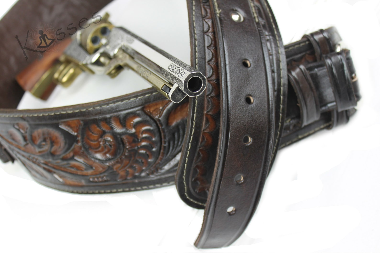 Handmade Cartridge Belt Leather Western 44/45 Cal Tooled Etsy