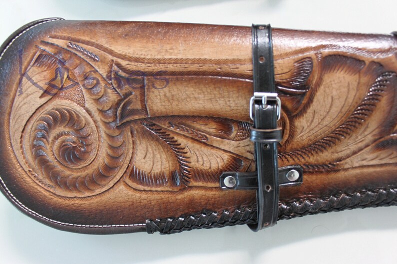 Hand Tooled Scabbard Leather Rifle Sleeve Shotgun Western Hard Etsy