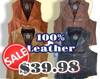 TJAYZ 100% Soft Leather Men's Vest Classic Western