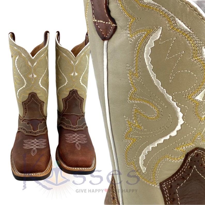 TJAYZ Handmade Leather Cowboy Boots: Mens Western Rodeo Botas 10 styles 892 Beige/Hony-STang