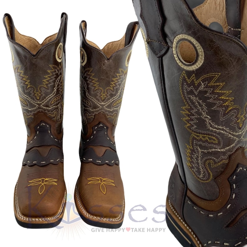 TJAYZ Handmade Leather Cowboy Boots: Mens Western Rodeo Botas 10 styles 893 Brown/TMoka
