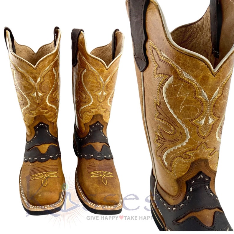 TJAYZ Handmade Leather Cowboy Boots: Mens Western Rodeo Botas 10 styles 893 Meil/Tan-MMoka