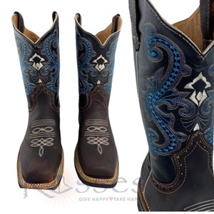 TJAYZ Handmade Leather Cowboy Boots: Mens Western Rodeo Botas 10 styles 890 Black/Moka
