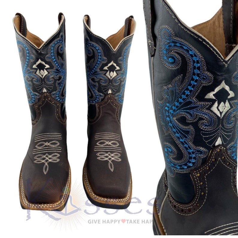 TJAYZ Handmade Leather Cowboy Boots: Mens Western Rodeo Botas 10 styles 890 Black/Moka