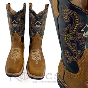 TJAYZ Handmade Leather Cowboy Boots: Mens Western Rodeo Botas 10 styles 890 Miel/Black