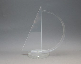 Vintage ~ 1970s ~ Modern Lucite Sailboat ~ Paperweight ~ Nautical Deco ~