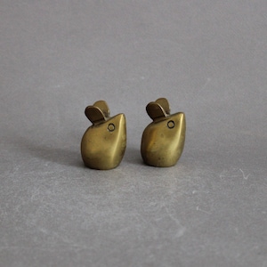 Vintage 1960s brass mice figurines set, Collectible or Decorative paperweight, Mouse lover gift