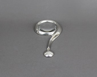 Vintage 1970s desk magnifier, Question mark shaped magnifying glass, Office decor