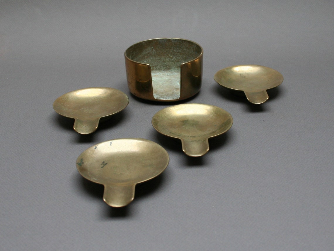Vintage 1960s modernist stacking ashtrays MCM brass decor Etsy