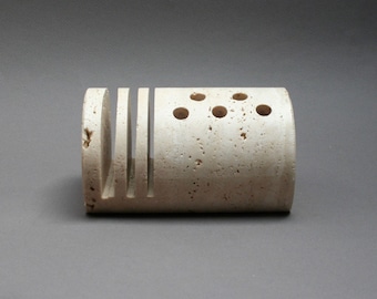 Italian Travertine Desk Organizer, Sculptural Stone Letter Rack 1970s