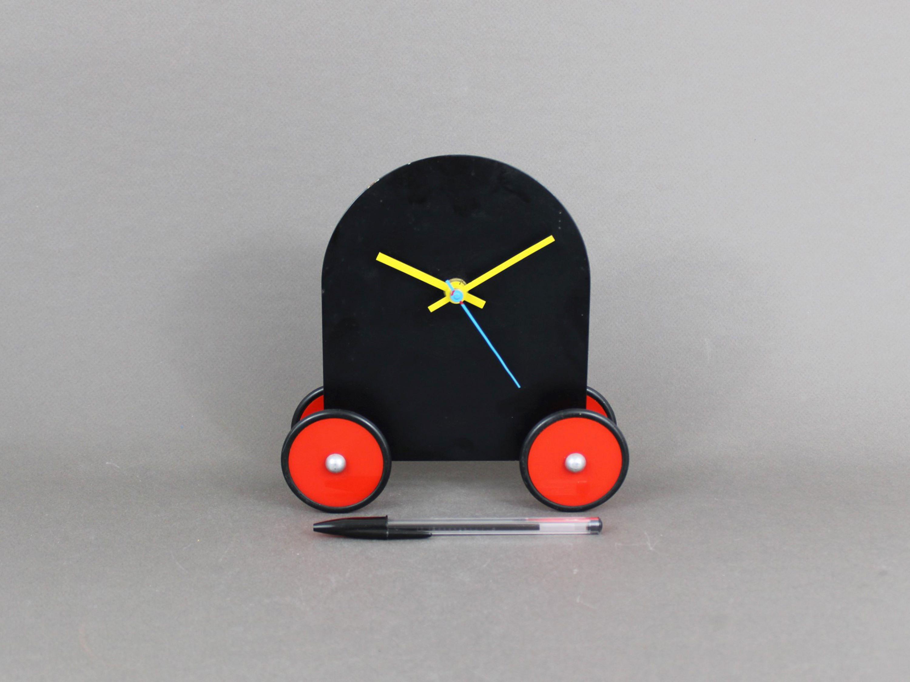 Vintage 1980s Postmodern Table Clock, Primary Colors