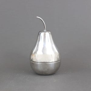 ヴィンテージ 1960 年代 TEGHINI FIRENZE 梨の瓶、銀メッキのバーアクセサリーまたは小物入れ、イタリア製