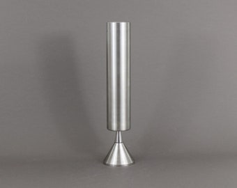 vase cylindrique moderne vintage des années 1960, décoration en acier du milieu du siècle, style contemporain