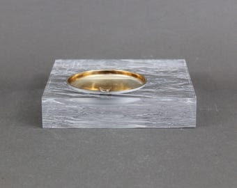Italian Lucite Ashtray, Square Acrylic Space Age Design 1970s