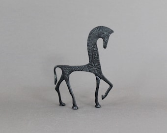 Bronze Horse Sculpture, Stylized Modern Animal Statue, Mid Century Design 1960s Vintage