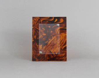 Gemarmerde Lucite-fotolijst, Italiaans modern bureauobject uit het midden van de eeuw, jaren 70