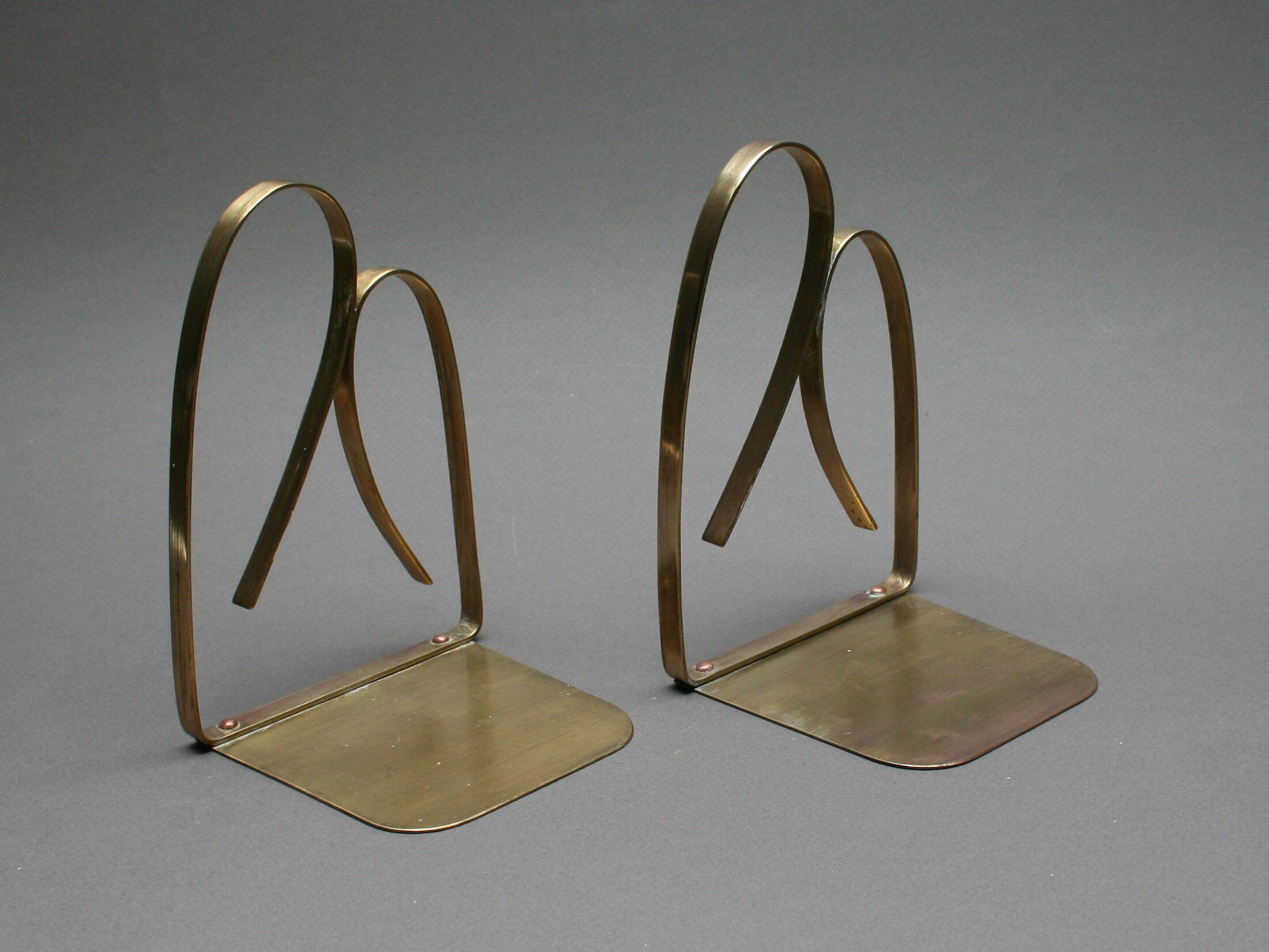 Serre Livres Modernistes en Laiton, Vintage Années 50, Décoration Design