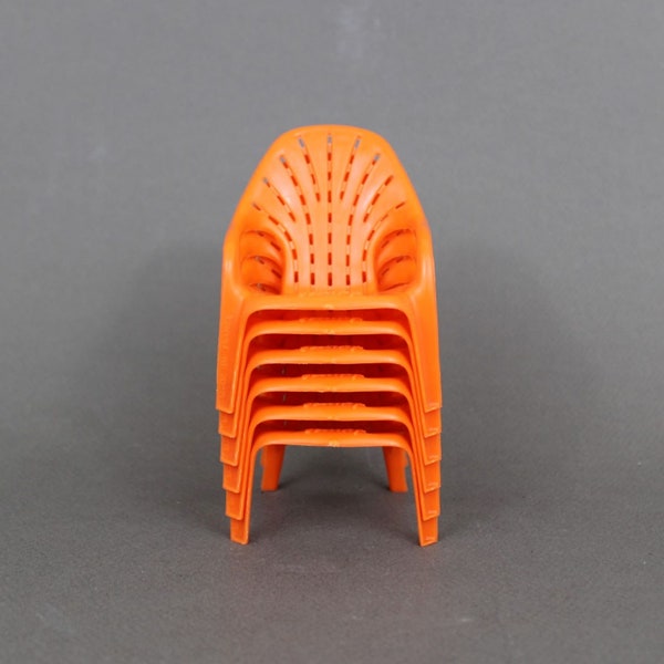 Vintage 1970s STAMP modern miniature plastic armchairs, French design by HENRY MASSONNET