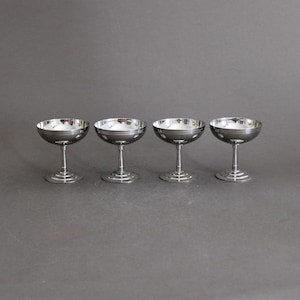 Vintage 1970er Jahre LETANG REMY Eisbecher, Dessertschale aus Edelstahl, Retro Esstisch Dekor