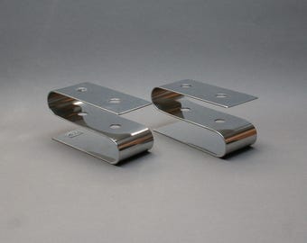 Stainless Steel Candle Holders Set, Modernist Taper Candlesticks Decor 1970s Vintage