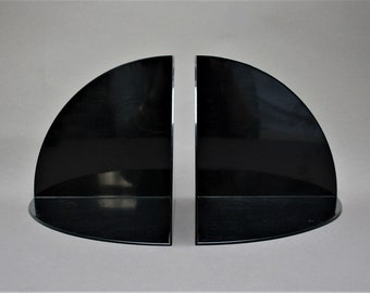 Vintage 1970s KARTELL black bookends, By GIOTTO STOPPINO, Minimalist decor, Made in Italy