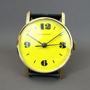 Vintage 1970s CHROMETRON wall clock, Giant wristwatch, Office wall decor