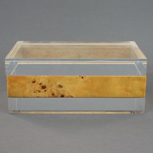 Vintage 1970s lucite & wood rectangular box, MCM decor, Made in Italy