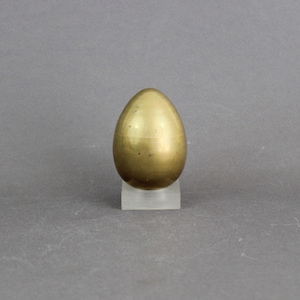Vintage 1960s hollow brass sculpture, Egg shaped paperweight, MCM minimalist decor