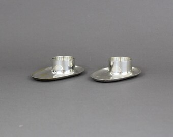 Vintage 1950s egg cups pair, MCM silverware, Dining table decor