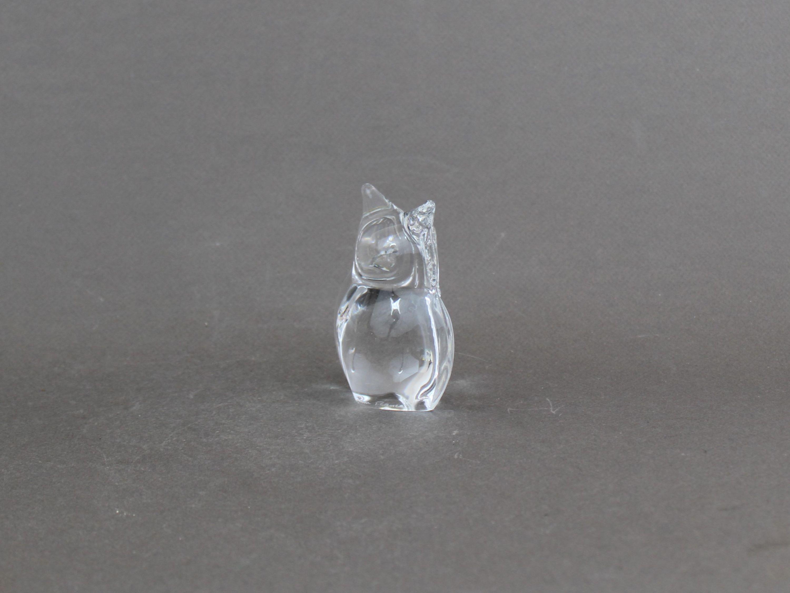 ヴィンテージ 1960 年代 DAUM クリスタル フクロウの置物、小型様式化