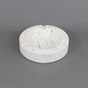 Vintage 1970s round travertine ashtray, Mid century decor, Made in Italy